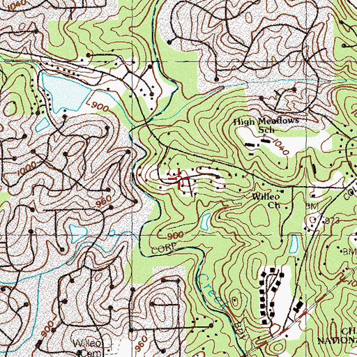 Topographic Map of Boulder Creek, GA