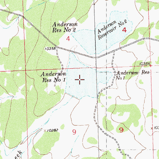 Topographic Map of Anderson Reservoir Number 1, CO