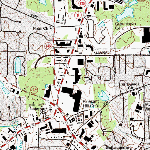 Topographic Map of Brannon Square Shopping Center, GA
