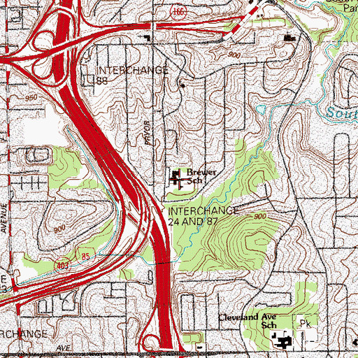 Topographic Map of Brewer Elementary School, GA