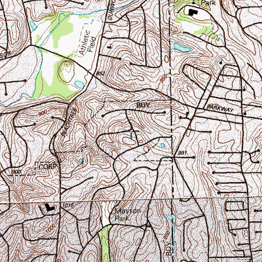 Topographic Map of Brookhaven, GA