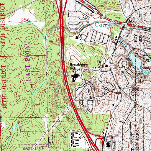 Topographic Map of Brookview Elementary School, GA