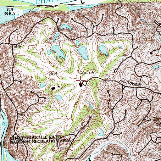 Topographic Map of Cherokee Country Club, GA