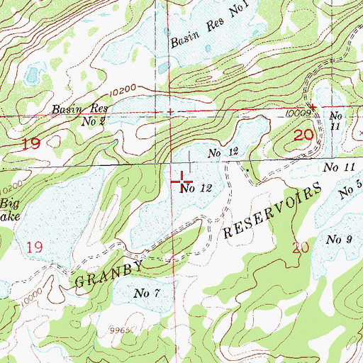 Topographic Map of Granby Reservoir Number 12, CO