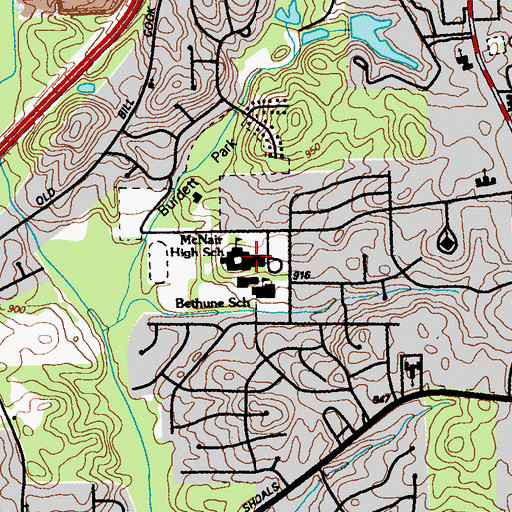 Topographic Map of Ronald E McNair Middle School, GA