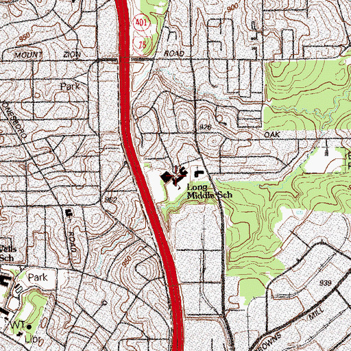 Topographic Map of Long Middle School, GA