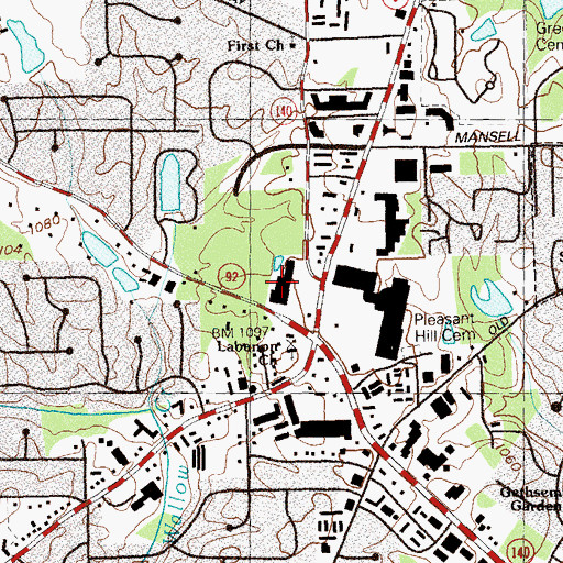 Topographic Map of Crossville Village Shopping Center, GA