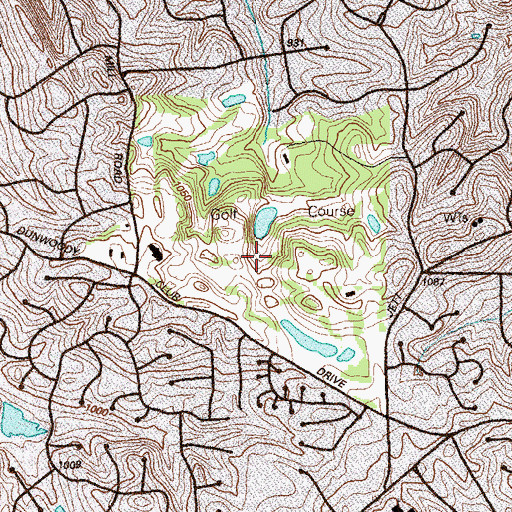 Topographic Map of Dunwoody Country Club, GA