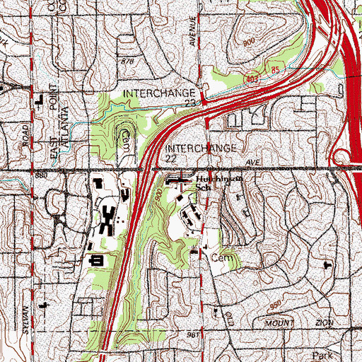 Topographic Map of Emma Hutchinson Elementary School, GA