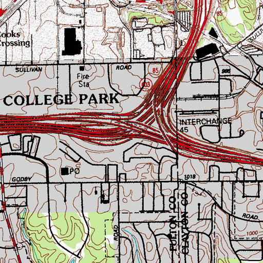 Topographic Map of Exit 17, GA