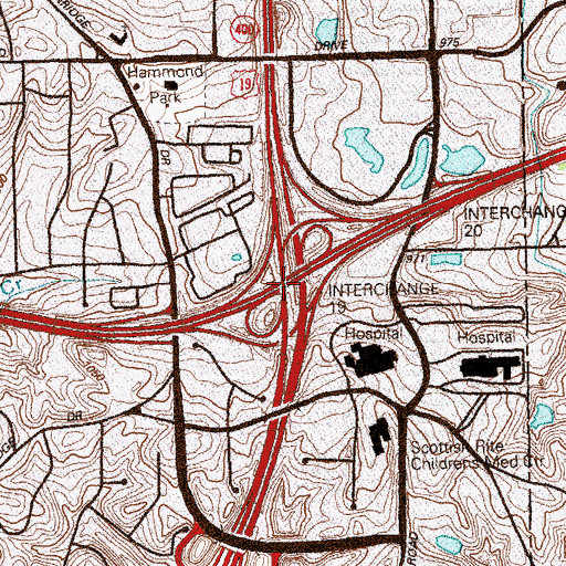 Topographic Map of Exit 19, GA