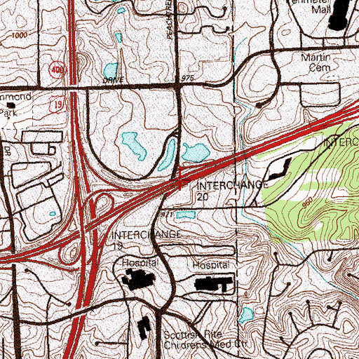 Topographic Map of Exit 20, GA
