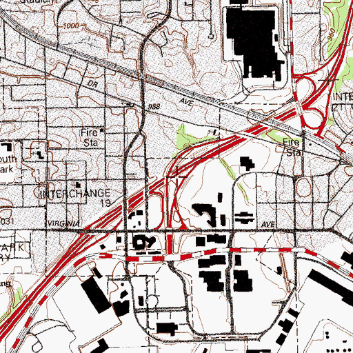 Topographic Map of Exit 20, GA