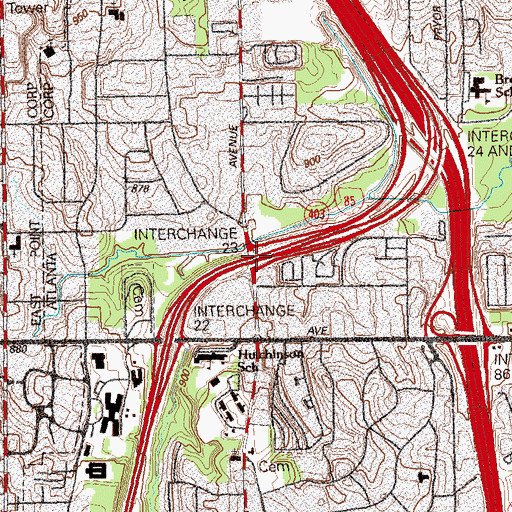Topographic Map of Exit 23, GA