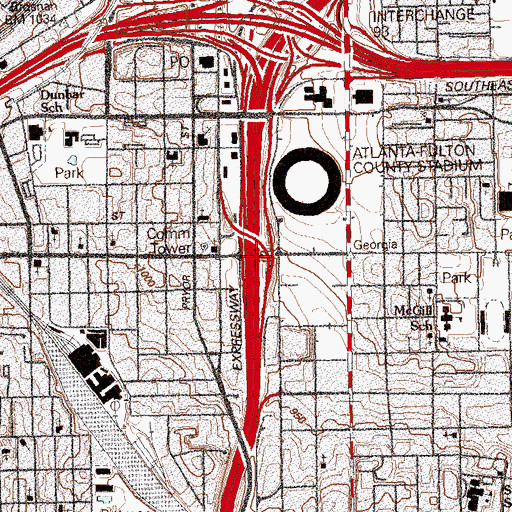 Topographic Map of Exit 90, GA