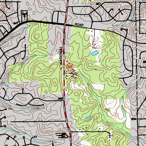 Topographic Map of Flat Shoals Estates, GA
