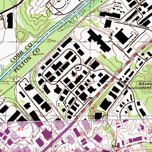 Topographic Map of Fulton County Industrial Park, GA