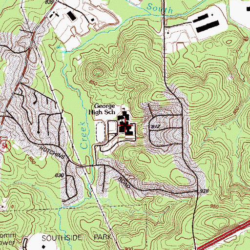 Topographic Map of South Atlanta School of Computer Animation and Design, GA