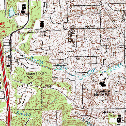 Topographic Map of Golden Acres, GA