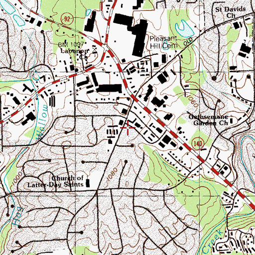 Topographic Map of Grimes Square Shopping Center, GA