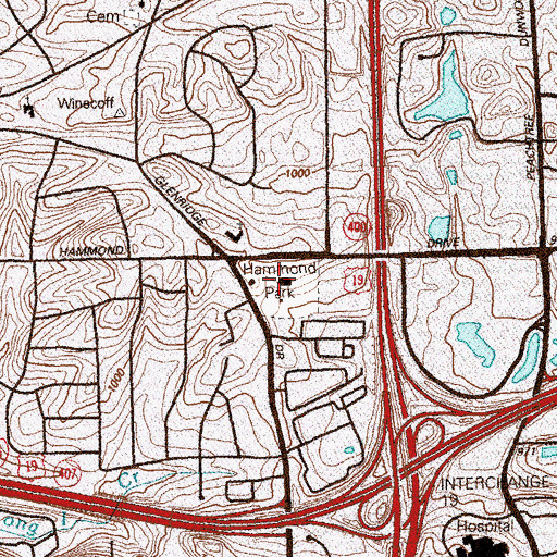 Topographic Map of Hammond Park, GA