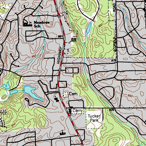 Topographic Map of Harriston Square Office Park, GA