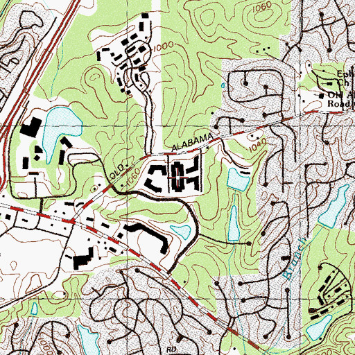 Topographic Map of Holcomb Bridge Crossing Shopping Center, GA