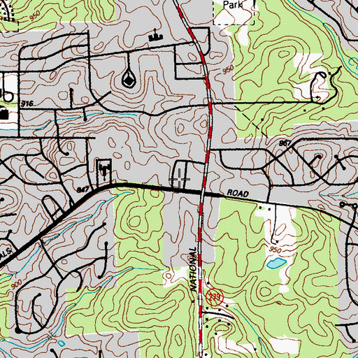 Topographic Map of Hopper Shopping Center, GA