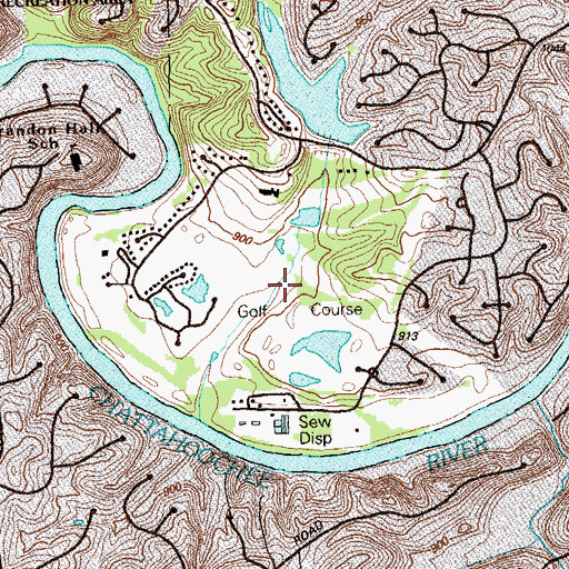 Topographic Map of Horseshoe Bend Golf Course, GA
