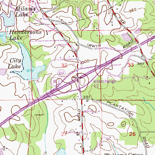 Topographic Map of Interchange 12, GA