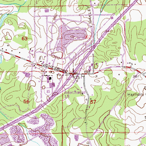 Topographic Map of Interchange 13, GA