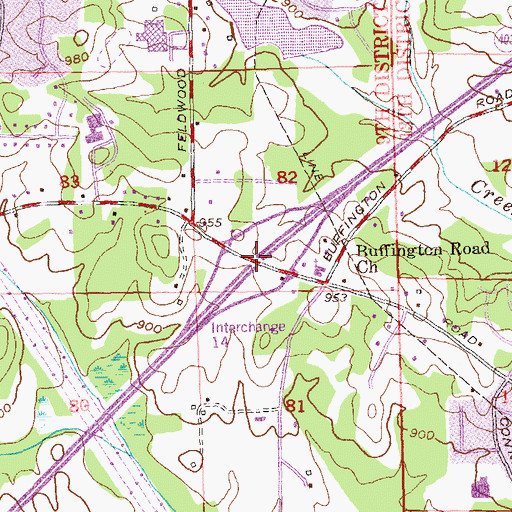 Topographic Map of Interchange 14, GA