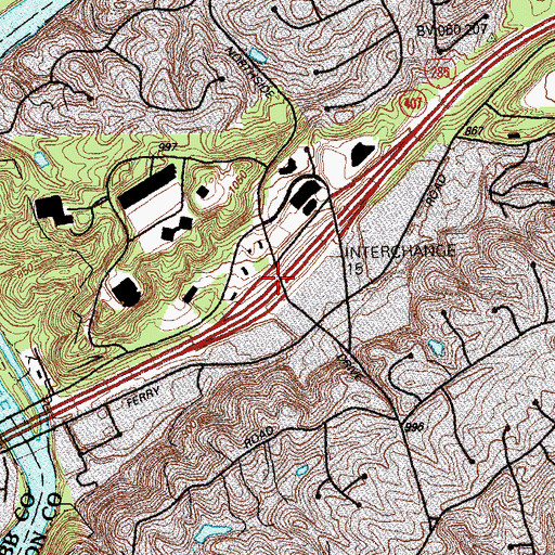 Topographic Map of Interchange 15, GA