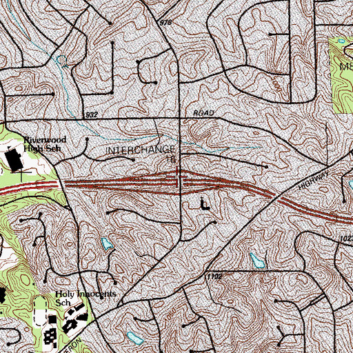 Topographic Map of Interchange 16, GA