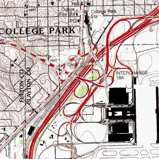 Topographic Map of Interchange 18A, GA