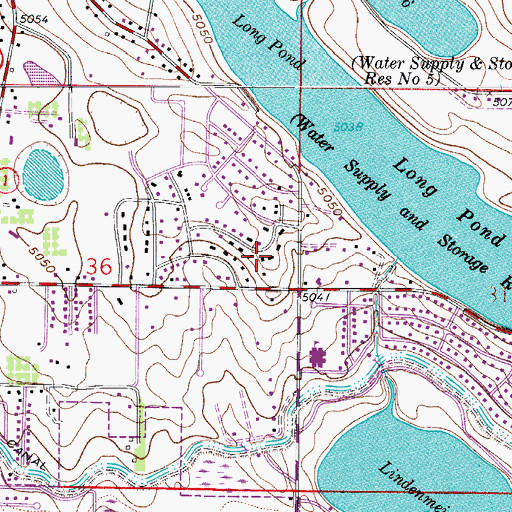 Topographic Map of Long Pond Reservoir Number 5, CO