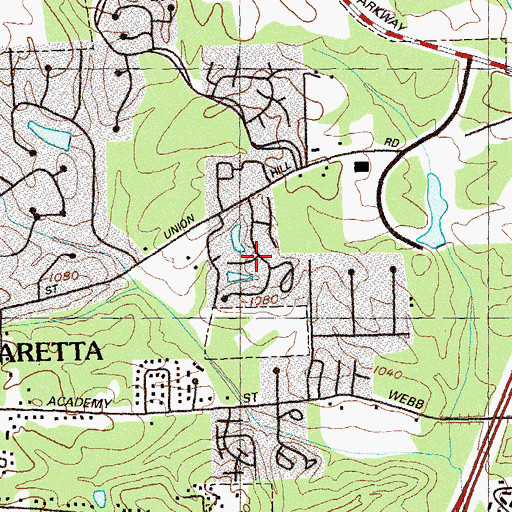 Topographic Map of Lake Union Hill, GA