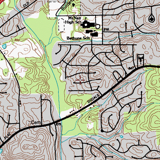 Topographic Map of Laurel Woods, GA