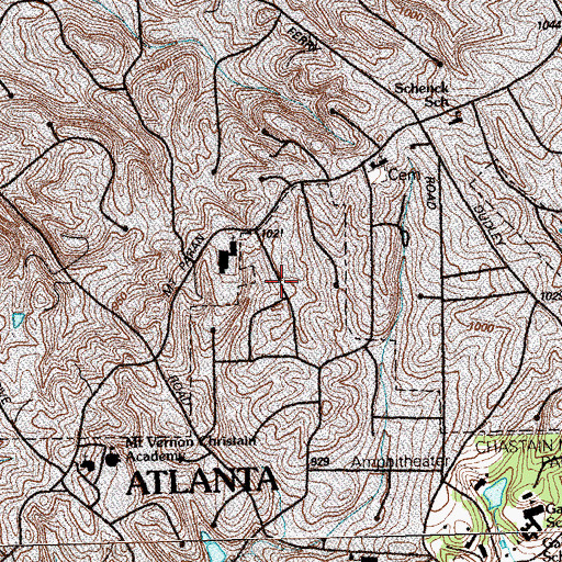 Topographic Map of Millbrook, GA