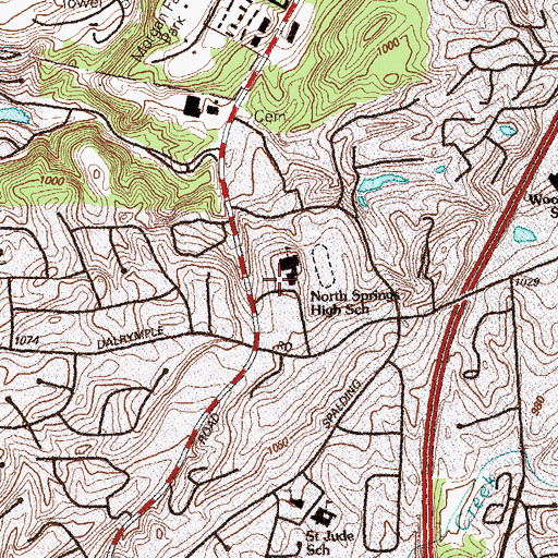 Topographic Map of North Springs High School, GA
