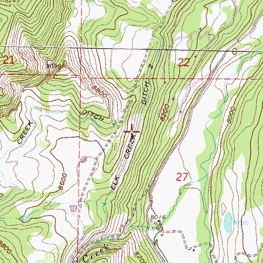 Topographic Map of Elk Creek Ditch Number 2, CO