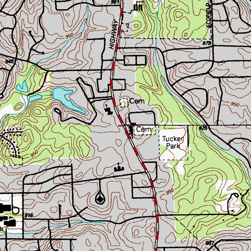 Topographic Map of Pleasant Hill, GA