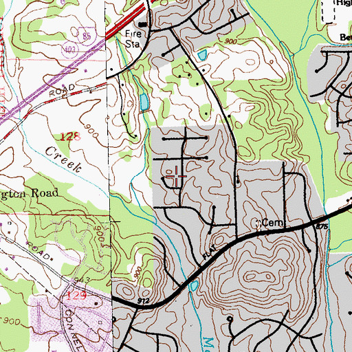 Topographic Map of Ponderosa, GA