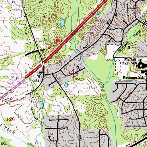 Topographic Map of Ponderosa Pines, GA