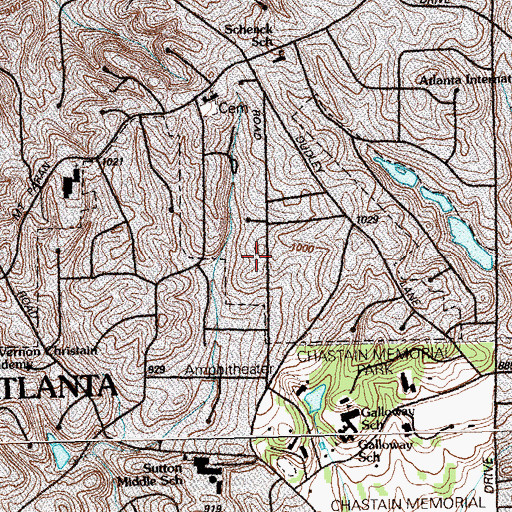 Topographic Map of Powers Lane, GA