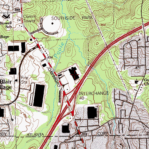 Topographic Map of Richway Shopping Center, GA