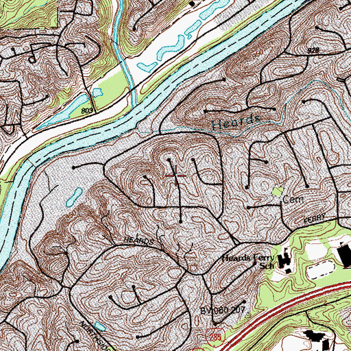 Topographic Map of River Chase, GA