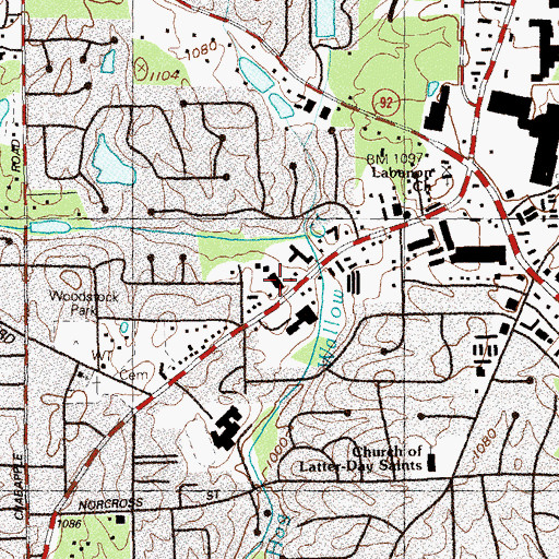 Topographic Map of Riverview Plaza Shopping Center, GA