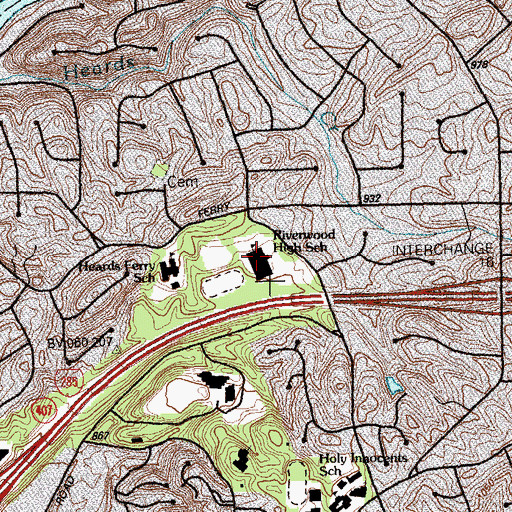 Topographic Map of Riverwood High School, GA