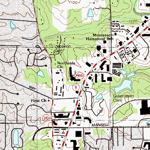 Topographic Map of Roswell Exchange Shopping Center, GA